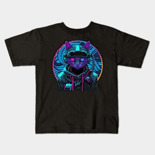 cyberpunk cat Kids T-Shirt